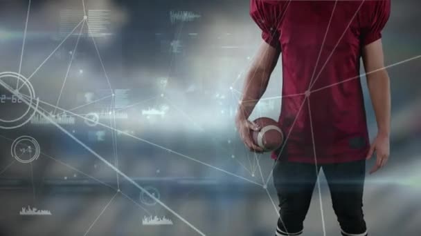 Animation Network Connections American Football Player Sports Stadium Global Sports — Stock Video