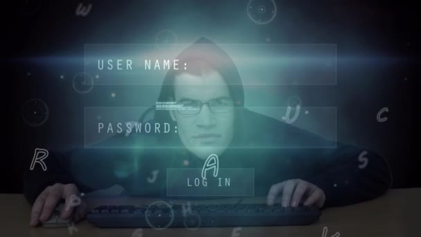コンピュータを使用してログインインターフェイス処理やハッカーを介して テキストアクセスのアニメーションが拒否されました 地球規模の通信 デジタルインターフェース データセキュリティの概念 デジタルで生成されたビデオ — ストック動画