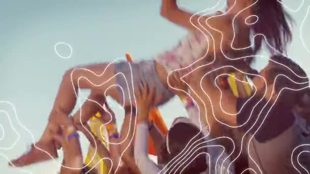 Müzik Festivalinde Eğlenen Insanlarla Ilgili Çizgilerin Animasyonu Yaz Tatil Kutlama — Stok video