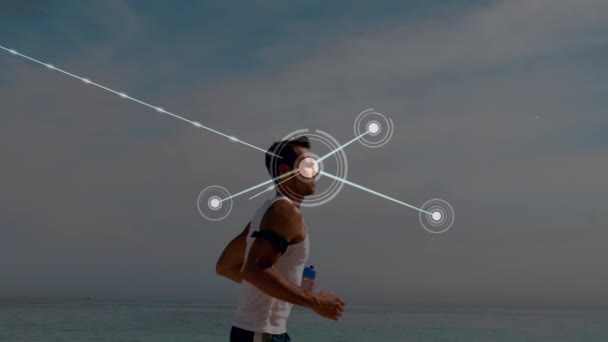 Animazione Della Rete Connessioni Elaborazione Dati Uomo Esecuzione Sport Globali — Video Stock