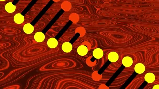 Animación Hebra Adn Girando Sobre Fondo Líquido Rojo Ciencia Genética — Vídeo de stock