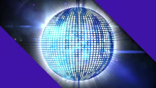 Animazione Disco Ball Con Riflettori Equalizzatore Musica Grafica Festa Musica — Video Stock