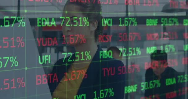 Animación Del Procesamiento Datos Financieros Sobre Personas Negocios Concepto Global — Vídeos de Stock