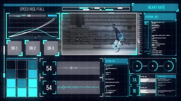 Animering Digitalt Gränssnitt Över Stark Man Utövar Global Sport Fitness — Stockvideo