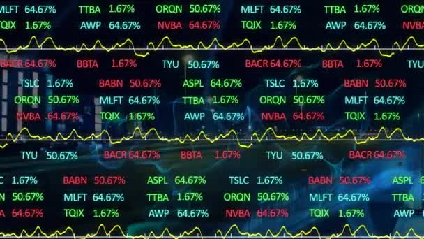 Animación Del Procesamiento Datos Financieros Través Del Paisaje Urbano Finanzas — Vídeos de Stock