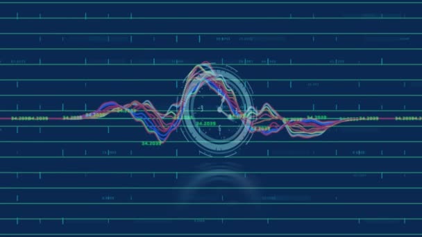 Animazione Elaborazione Dati Sopra Orologio Scienza Globale Elaborazione Dei Dati — Video Stock