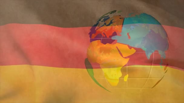 Animation Der Datenverarbeitung Über Flagge Deutschlands Und Globus Globale Datenverarbeitung — Stockvideo