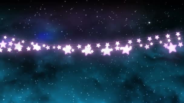 Animación Cadenas Brillantes Luces Hadas Estrellas Fugaces Navidad Tradición Concepto — Vídeos de Stock