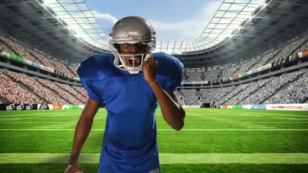 Animation Footballeur Américain Sur Stade Sportif Concept Mondial Sport Compétition — Video