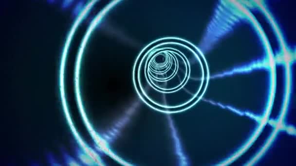 Animação Círculos Brilhantes Girando Túnel Luzes Brilhantes Luz Conceito Movimento — Vídeo de Stock