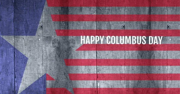 Happy Columbus Day Text American Flag Design Wooden Background American — Fotografia de Stock