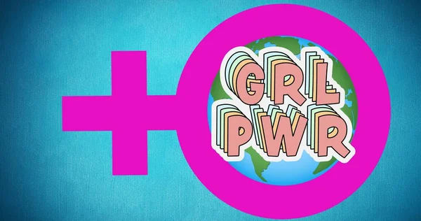 Composición Del Poder Las Chicas Texto Sobre Globo Poder Femenino — Foto de Stock