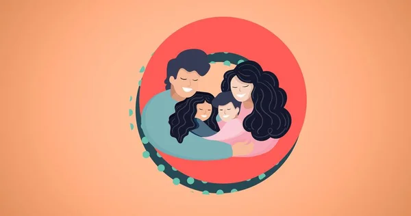 Composición Familia Abrazando Sobre Fondo Rosa Familia Feliz Amor Apoyo —  Fotos de Stock