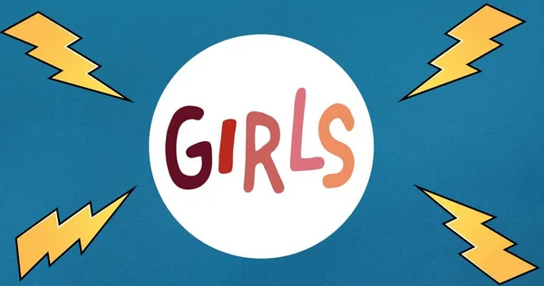 Composição Texto Meninas Fundo Azul Poder Menina Força Feminina Positiva — Fotografia de Stock