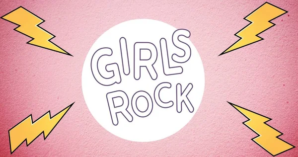 Samenstelling Van Tekstmeisjes Rocken Roze Achtergrond Girl Power Positieve Vrouwelijke — Stockfoto
