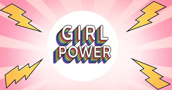 Összetétele Szöveges Lány Hatalom Rózsaszín Háttér Girl Power Pozitív Női — Stock Fotó