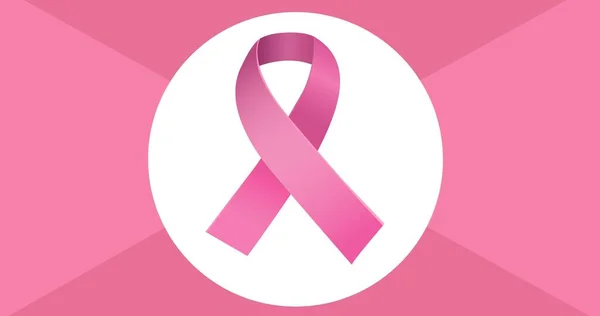 粉红背景下乳腺癌带的组成 乳腺癌认识运动概念数字化生成的图像 — 图库照片