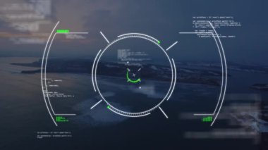 Arazi üzerinde tarama ve veri işleme animasyonları. küresel iş, bağlantılar ve veri işleme kavramı dijital olarak oluşturulmuş video.