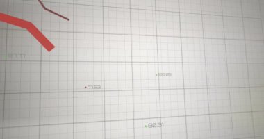 Izgara ve veri işleme üzerinde kırmızı çizgilerin animasyonu. küresel finansman, iş ve veri işleme kavramı dijital olarak oluşturulmuş video.