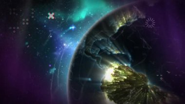 Bağlantı ağlarıyla birlikte dünyanın animasyonu. küresel bağlantılar, dijital arayüz ve teknoloji konsepti dijital olarak oluşturulmuş video.