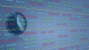 İstatistikler üzerinden veri işleme animasyonu. küresel bilim, veri işleme ve dijital arayüz kavramı dijital olarak oluşturulmuş video.