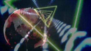 Noktalar ve bağlantılar ağı olan küre animasyonu. küresel bağlantılar, dijital arayüz ve teknoloji konsepti dijital olarak oluşturulmuş video.