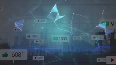 Dünya 'nın animasyonu, sosyal medya simgeleri ve bağlantılar ağı. küresel sosyal medya, bağlantılar ve veri işleme konsepti dijital olarak oluşturulmuş video.