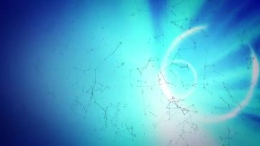 Parlayan ışık tünelinde titreşen ve dönen parlayan bağlantıların animasyonu. ışık ve hareket kavramı dijital olarak oluşturulmuş video.