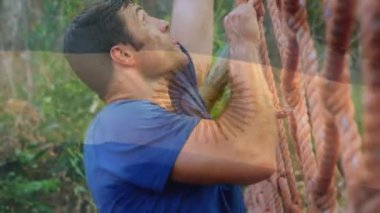 Bayrak animasyonu, güçlü kaslı adamın tırmanışı üzerine Arjantin 'e gider. global spor, fitness ve egzersiz konsepti dijital olarak oluşturulmuş video.