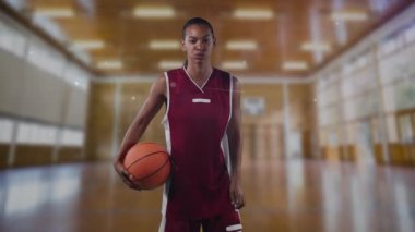 Kadın basketbolcu üzerinden bağlantı ağının animasyonu. global spor, rekabet ve bağlantılar dijital olarak oluşturulmuş video konsepti.