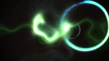 Parlayan ışıklar tünelinde dönen parlayan dairelerin animasyonu. ışık ve hareket kavramı dijital olarak oluşturulmuş video.