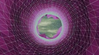 Deniz ile bağlantı ağı tünelinin animasyonu. küresel bağlantılar ve dijital arayüz konsepti dijital olarak oluşturulmuş video.