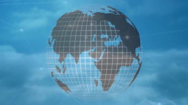 Bağlantı ağı üzerinden Dünya 'nın animasyonu. küresel bağlantılar, dijital arayüz ve teknoloji konsepti dijital olarak oluşturulmuş video.