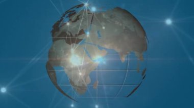 Küre ve bağlantı ağının animasyonu. küresel iş, bağlantılar ve veri işleme kavramı dijital olarak oluşturulmuş video.