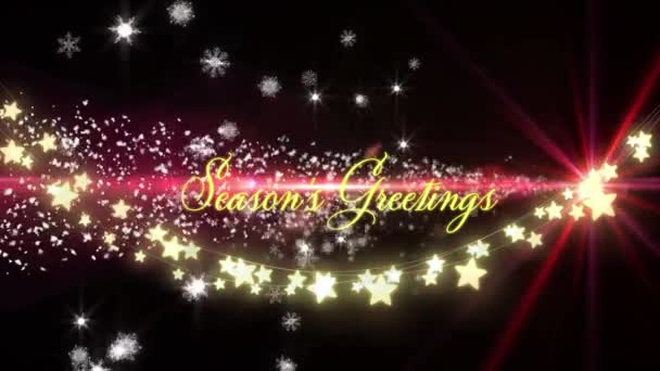 Animace Sezónních Pozdravů Text Zářícími Strunami Víla Světla Vánoční Tradiční — Stock video