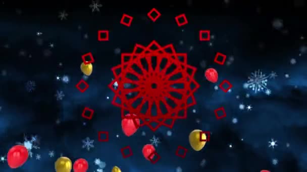 Animatie Van Confetti Vallen Gouden Ballonnen Vliegen Zwarte Achtergrond Feest — Stockvideo