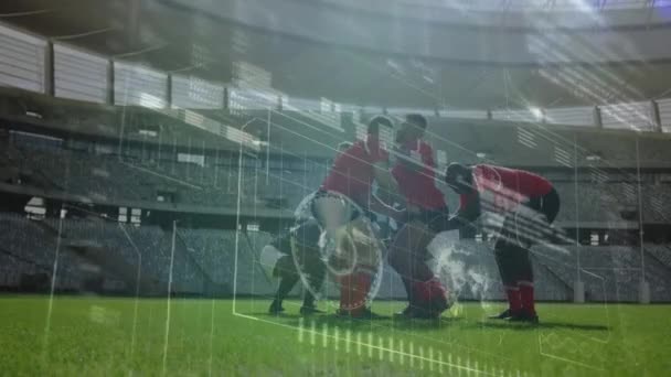 Animering Databehandling Över Rugby Match Idrottsarenan Globalt Koncept För Sport — Stockvideo