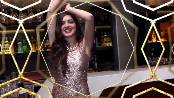 Animazione Del Modello Oro Una Donna Felice Che Balla Divertendosi — Video Stock