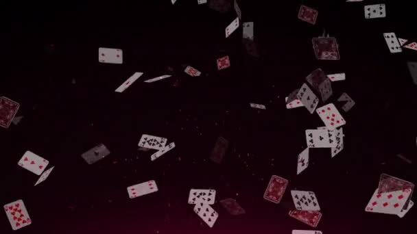 Анимация Игральных Карт Падающих Черный Фон Празднование Азартные Игры Досуг — стоковое видео