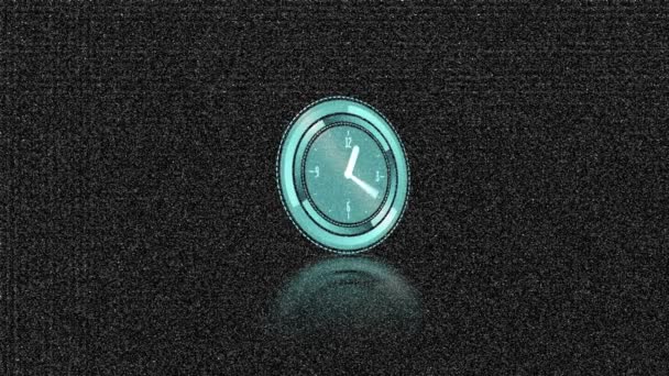 Animación Del Reloj Con Agujas Giratorias Sobre Fondo Cuarzo Negro — Vídeo de stock
