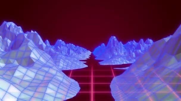 Animación Colorido Paisaje Digital Sobre Rejilla Colores Movimiento Videojuegos Investigación — Vídeo de stock