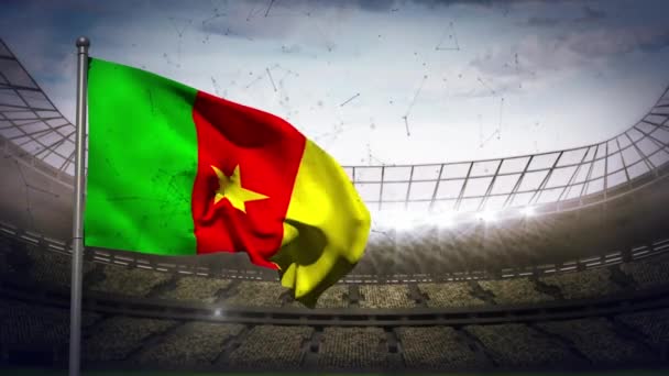 Animace Sítě Spojení Přes Vlajku Kamerunu Sportovní Stadion Globální Sporty — Stock video