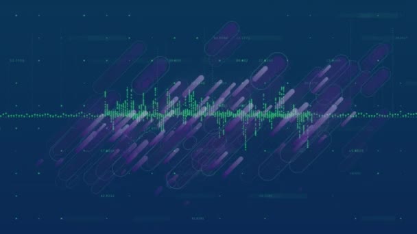 Animatie Van Gegevensverwerking Paarse Lichtsporen Mondiaal Concept Voor Wetenschap Gegevensverwerking — Stockvideo