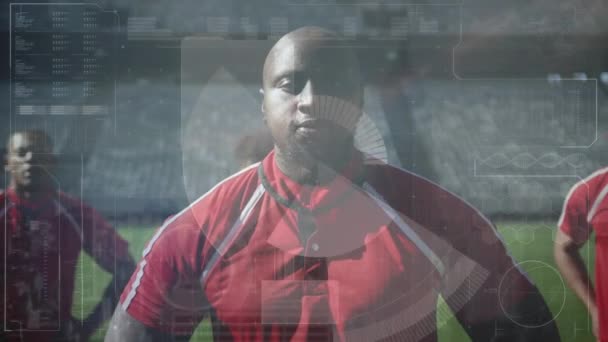 Animation Traitement Des Données Lors Match Rugby Dans Stade Sportif — Video