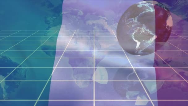 Анімація Рухомого Прапора Італії Над Обробкою Даних Глобусом Глобальний Цифровий — стокове відео