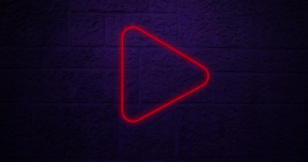Duvarda Fotokopi Alanı Ile Titreşen Neon Çalma Düğmesi Animasyonu Küresel — Stok video