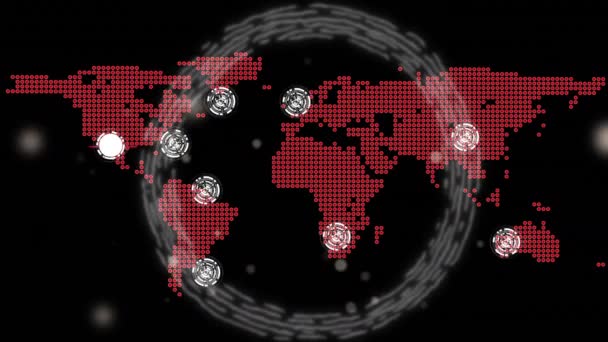 Animação Mapa Mundo Com Redes Conexões Conexões Globais Interface Digital — Vídeo de Stock