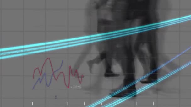 Animering Finansiella Data Bearbetning Över Affärsmän Promenader Globala Finanser Affärsverksamhet — Stockvideo