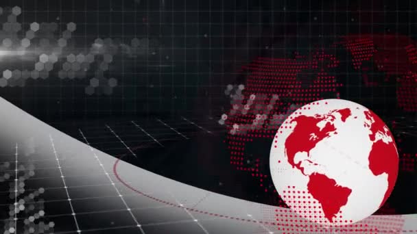 Spinning Globe Traitement Des Données Contre Entrepôt Arrière Plan Concept — Video