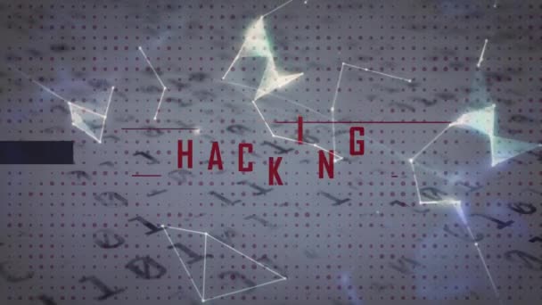 Animation Rød Tekst Hacking Binær Kodning Databehandling Global Kommunikation Digital – Stock-video